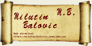 Milutin Balović vizit kartica